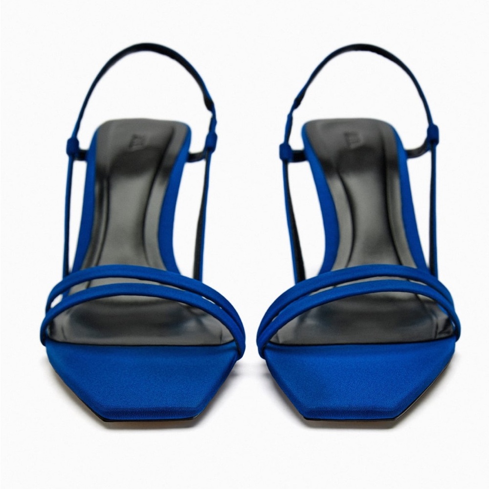 Zara Royal Blue Strappy Slingback Heels - Picture 8 of 8
